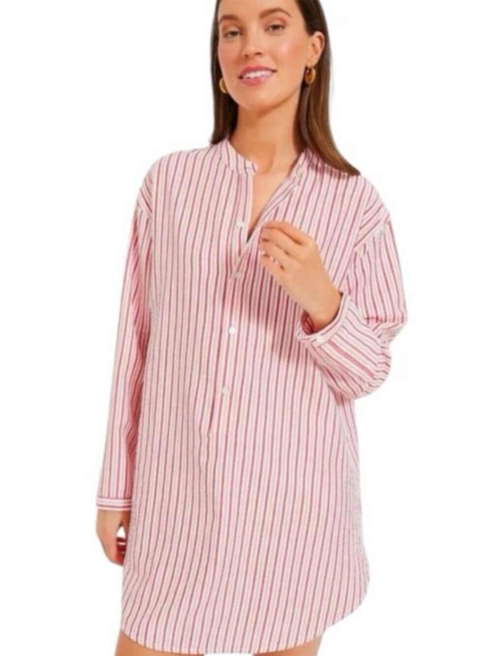 NWT Tuckernuck Strawberry Stripe Bodie Seersucker Beach Cover Up Shirt Dress M